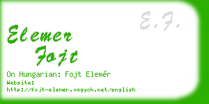 elemer fojt business card